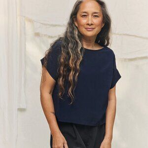 Elizabeth Suzann Black Washable Silk Tee